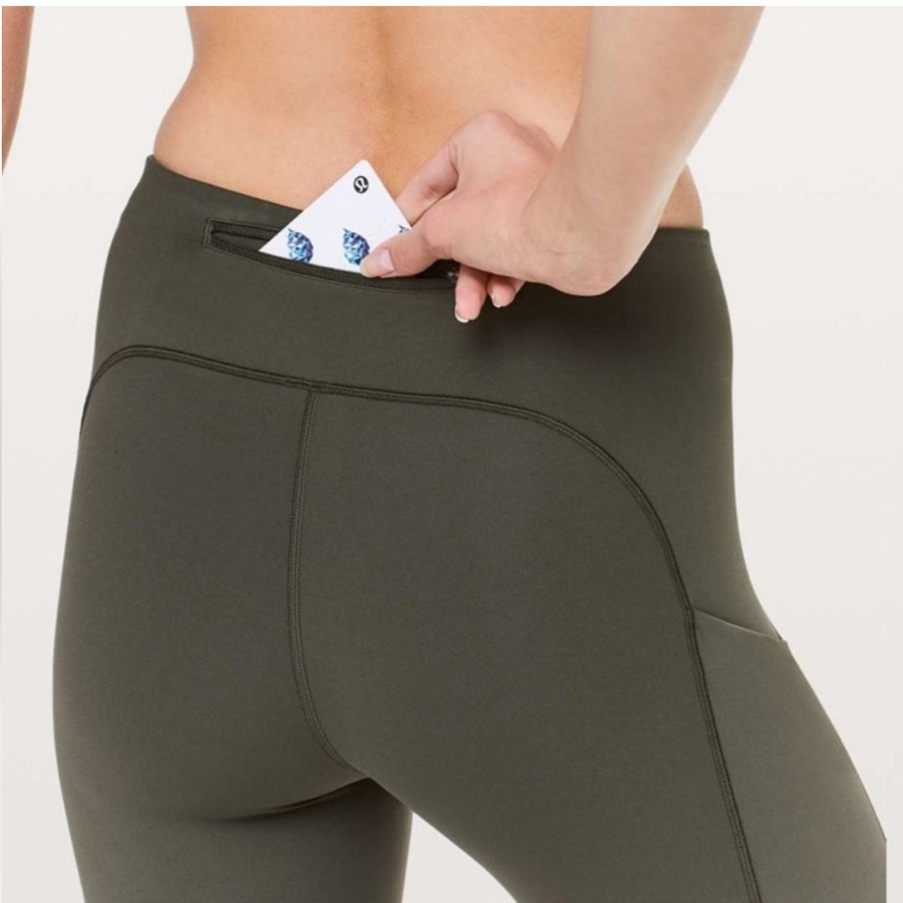 Lululemon Speed Up Tight Full On Luxtreme With Pockets 4 Inseam 28” Olive Green - Picture 14 of 14